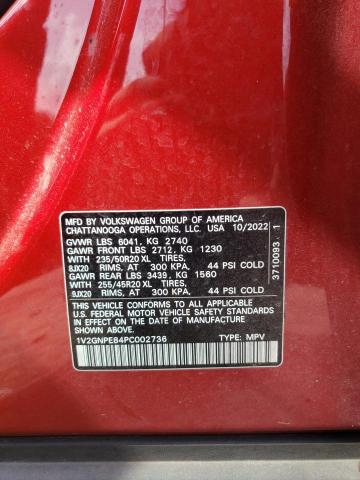 1V2GNPE84PC002736 - 2023 VOLKSWAGEN ID.4 PRO S 红色 照片 13