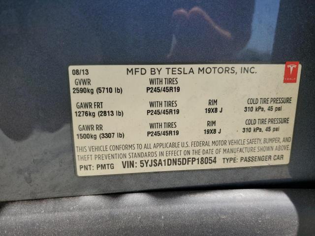 5YJSA1DN5DFP18054 - 2013 TESLA MODEL S GRAY photo 13