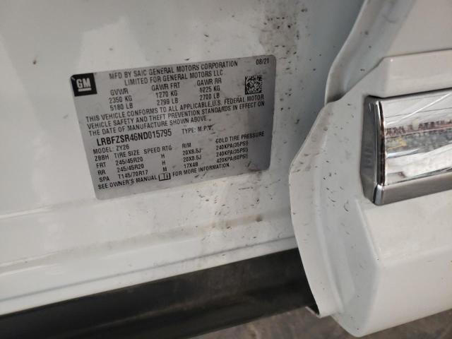 LRBFZSR46ND015795 - 2022 BUICK ENVISION AVENIR WHITE photo 13