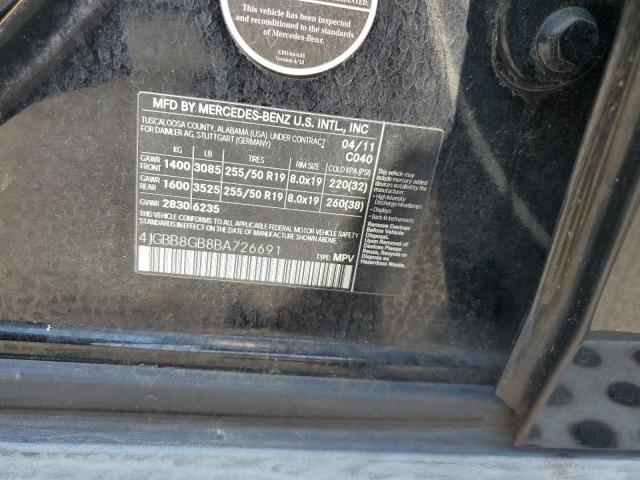 4JGBB8GB8BA726691 - 2011 MERCEDES-BENZ ML 350 4MATIC BLACK photo 13