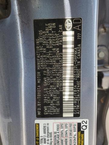 2T1KR32E66C556773 - 2006 TOYOTA COROLLA MA XR BLUE photo 12