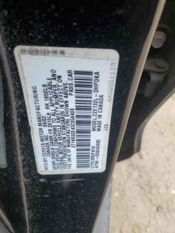 2T1KR32E43C058406 - 2003 TOYOTA COROLLA MA XR BLACK photo 12