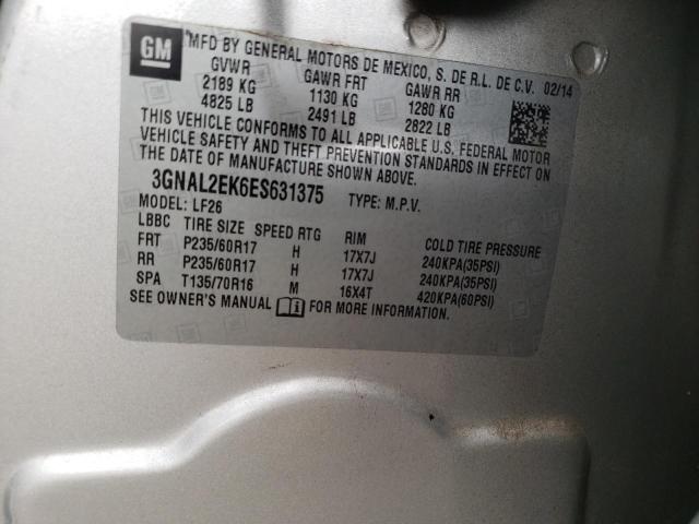 3GNAL2EK6ES631375 - 2014 CHEVROLET CAPTIVA LS ვერცხლისფერი ფოტო 12