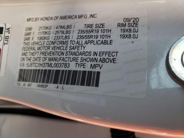 5J8TC1H37ML003783 - 2021 ACURA RDX WHITE photo 13