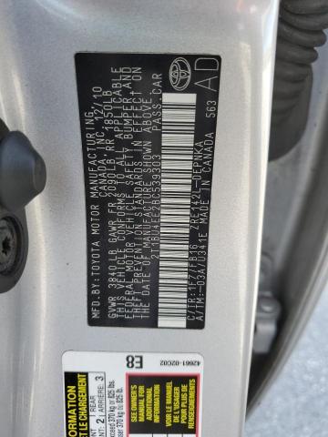 2T1BU4EE2BC539303 - 2011 TOYOTA COROLLA BASE SILVER photo 12