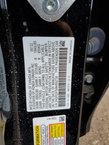 2HGFE2F58NH592729 - 2022 HONDA CIVIC SPORT BLACK photo 13