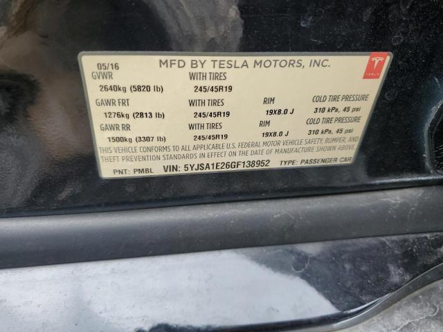 5YJSA1E26GF138952 - 2016 TESLA MODEL S Qara foto 12