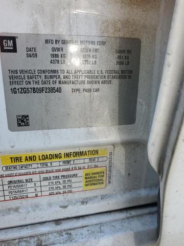 1G1ZG57B09F238540 - 2009 CHEVROLET MALIBU LS WHITE photo 12