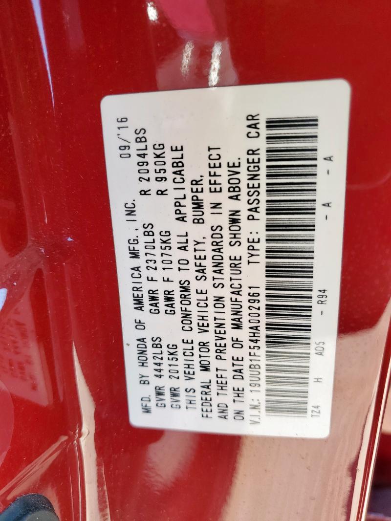 19UUB1F54HA002961 - 2017 ACURA TLX TECH RED photo 12