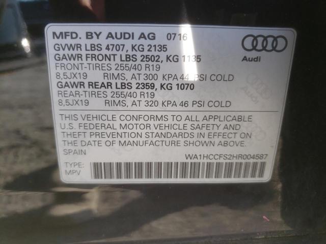 WA1HCCFS2HR004587 - 2017 AUDI Q3 PREMIUM PLUS შავი ფოტო 13