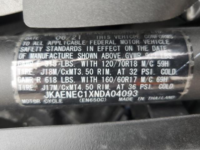 JKAENEC1XNDA04093 - 2022 KAWASAKI EN650 C BLACK photo 10