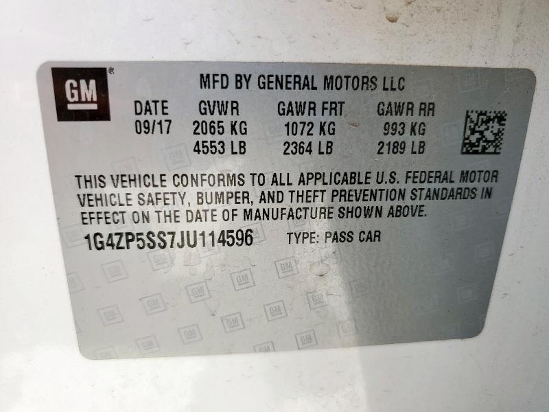 1G4ZP5SS7JU114596 - 2018 BUICK LACROSSE ESSENCE WHITE photo 12