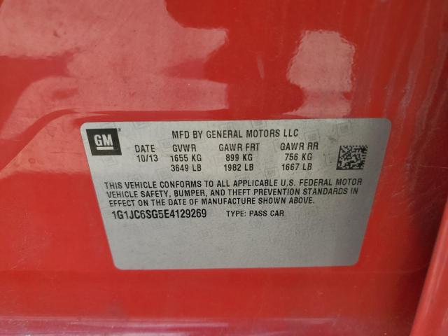 1G1JC6SG5E4129269 - 2014 CHEVROLET SONIC LT 红色 照片 12