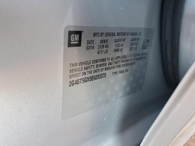 2G4GT5GX0E9283370 - 2014 BUICK REGAL GS SILVER photo 12