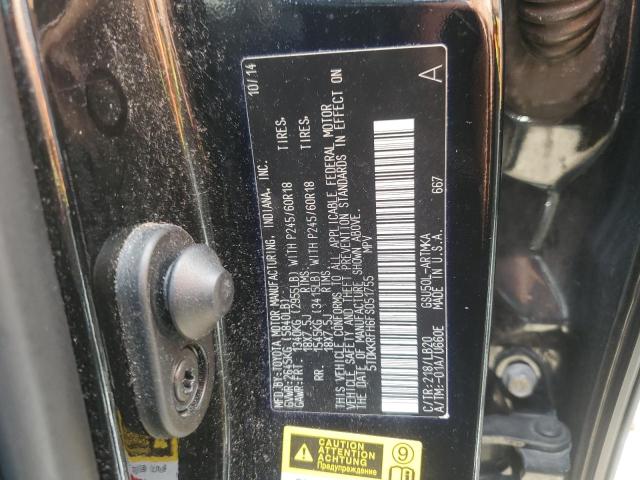 5TDKKRFH6FS051755 - 2015 TOYOTA HIGHLANDER XLE BLACK photo 13