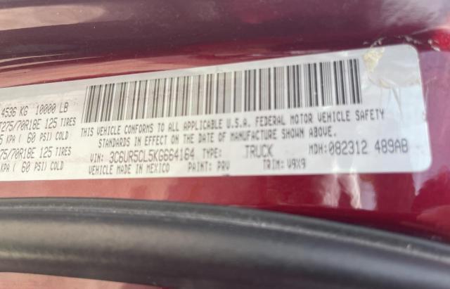 3C6UR5CL5KG664164 - 2019 RAM 2500 TRADESMAN BURGUNDY photo 10