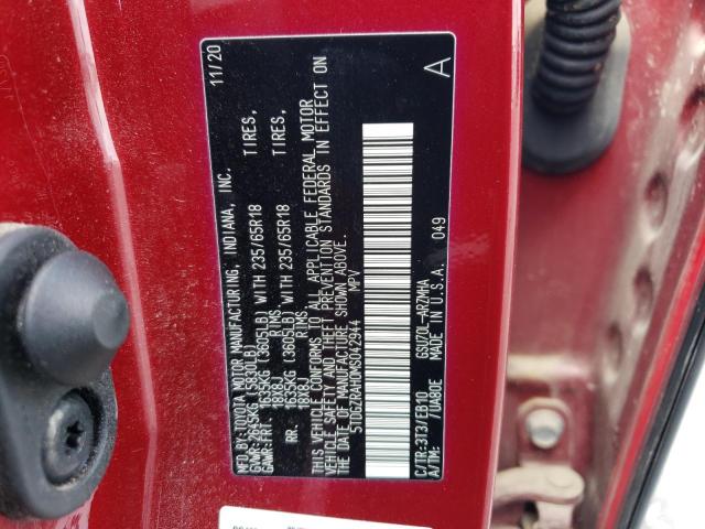 5TDGZRAH0MS042944 - 2021 TOYOTA HIGHLANDER XLE BURGUNDY photo 13