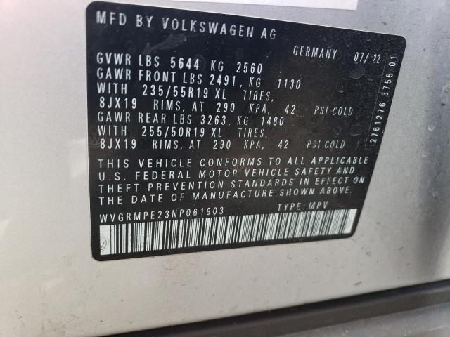 WVGRMPE23NP061903 - 2022 VOLKSWAGEN ID.4 PRO SILVER photo 13