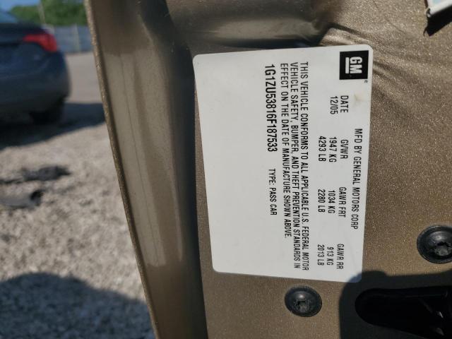 1G1ZU53816F187533 - 2006 CHEVROLET MALIBU LTZ კრემისფერი ფოტო 12