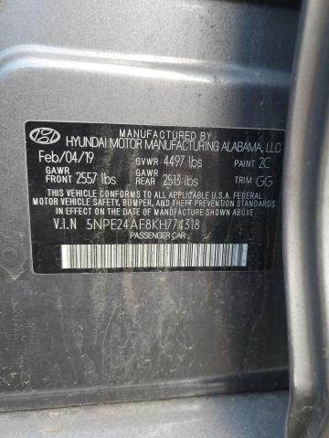 5NPE24AF8KH774318 - 2019 HYUNDAI SONATA SE Grau Foto 12