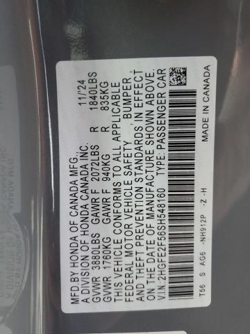 2HGFE2F56SH548160 - 2025 HONDA CIVIC SPORT GRAY photo 13