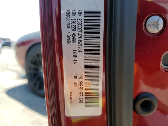 2C3CDZFJ7KH521094 - 2019 DODGE CHALLENGER R/T SCAT PACK BURGUNDY photo 13