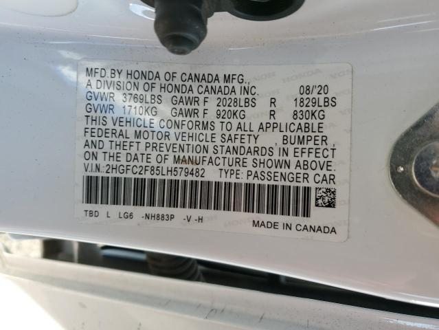 2HGFC2F85LH579482 - 2020 HONDA CIVIC SPORT 白色 照片 13
