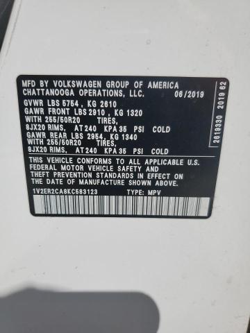 1V2ER2CA8KC583123 - 2019 VOLKSWAGEN ATLAS SEL Ağ foto 12