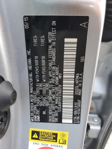 5TDJKRFH1FS169319 - 2015 TOYOTA HIGHLANDER XLE 银色 照片 12