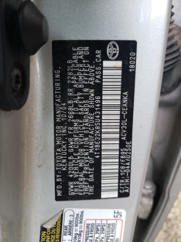 4T1BE32K85U431496 - 2005 TOYOTA CAMRY LE SILVER photo 12