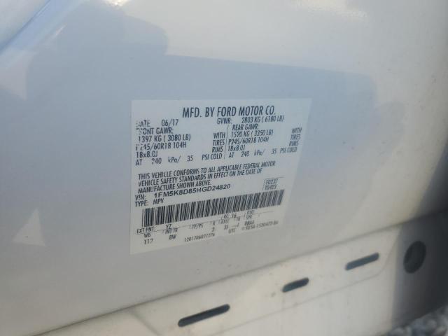 1FM5K8D85HGD24820 - 2017 FORD EXPLORER XLT თეთრი ფოტო 14