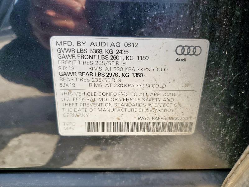 WA1LFAFP5DA007221 - 2013 AUDI Q5 PREMIUM PLUS BLUE photo 13