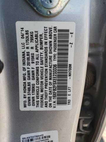 19XFB2F5XEE233336 - 2014 HONDA CIVIC LX SILVER photo 13