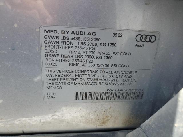 WA1EAAFY8N2125596 - 2022 AUDI Q5 PREMIUM PLUS 45 SILVER photo 12