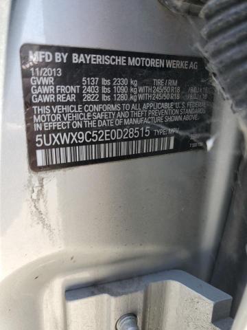 5UXWX9C52E0D28515 - 2014 BMW X3 XDRIVE28I SILVER photo 13