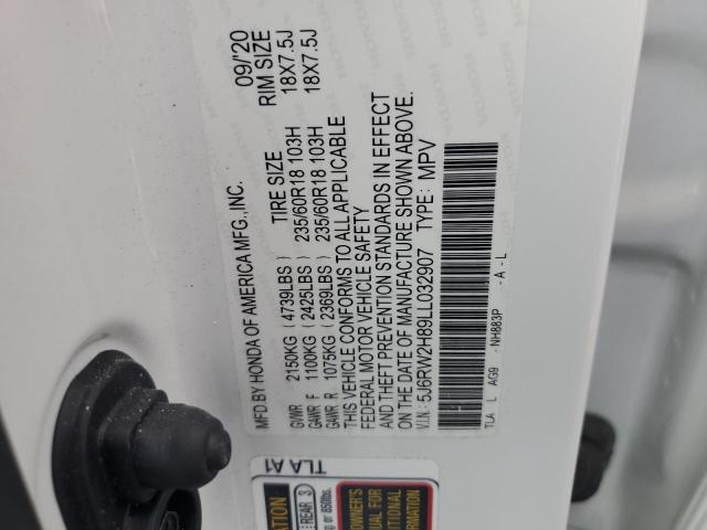 5J6RW2H89LL032907 - 2020 HONDA CR-V EXL WHITE photo 13