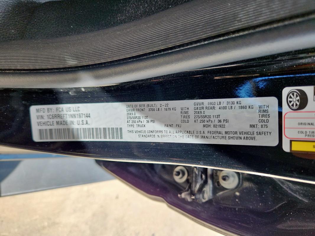 1C6RREFT1NN197144 - 2022 RAM 1500 BIG HORN/LONE STAR BLACK photo 13