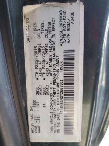 4TASN92N5YZ667611 - 2000 TOYOTA TACOMA XTRACAB PRERUNNER მწვანე ფოტო 12