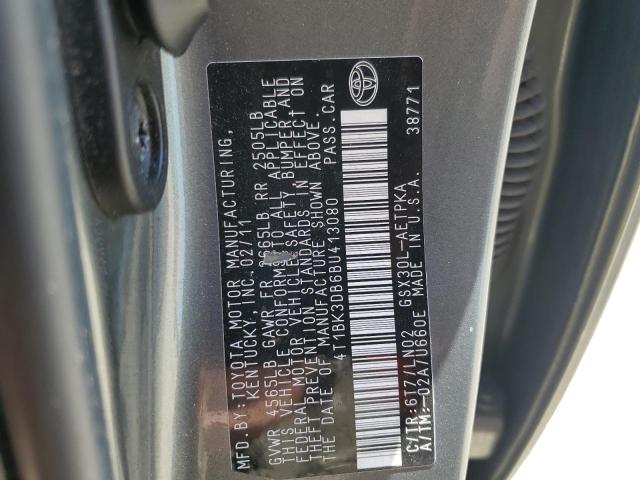 4T1BK3DB6BU413080 - 2011 TOYOTA AVALON BASE 灰色 照片 12