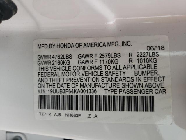 19UUB3F64KA001336 - 2019 ACURA TLX TECHNOLOGY 白色 照片 12