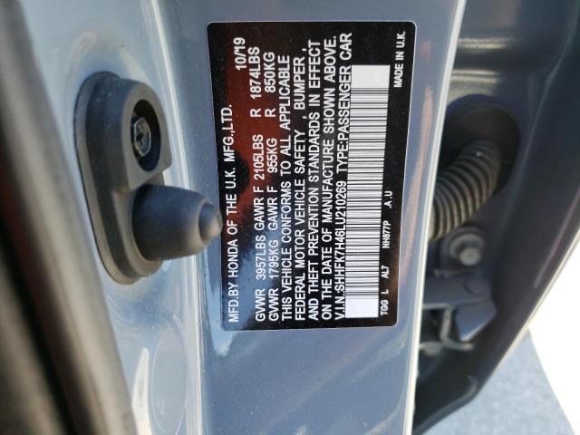 SHHFK7H46LU210269 - 2020 HONDA CIVIC SPORT 蓝色 照片 12