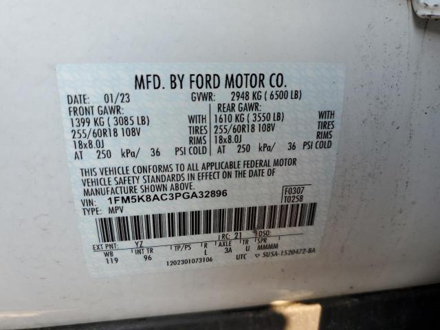 1FM5K8AC3PGA32896 - 2023 FORD EXPLORER POLICE INTERCEPTOR WHITE photo 14