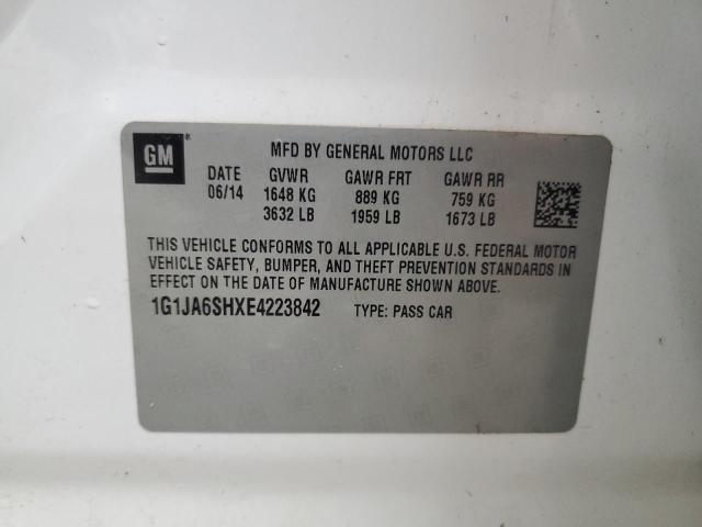 1G1JA6SHXE4223842 - 2014 CHEVROLET SONIC LS WHITE photo 12