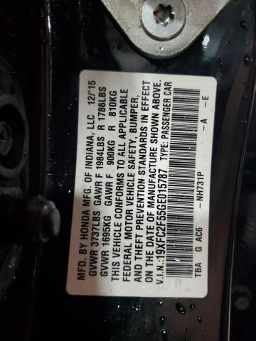 19XFC2F55GE015787 - 2016 HONDA CIVIC LX შავი ფოტო 12