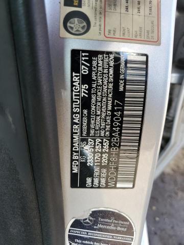 WDDHF8HB2BA490417 - 2011 MERCEDES-BENZ E 350 4MATIC SILVER photo 12