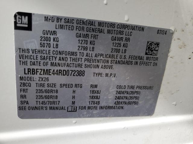 LRBFZME44RD072388 - 2024 BUICK ENVISION PREFERRED WHITE photo 13