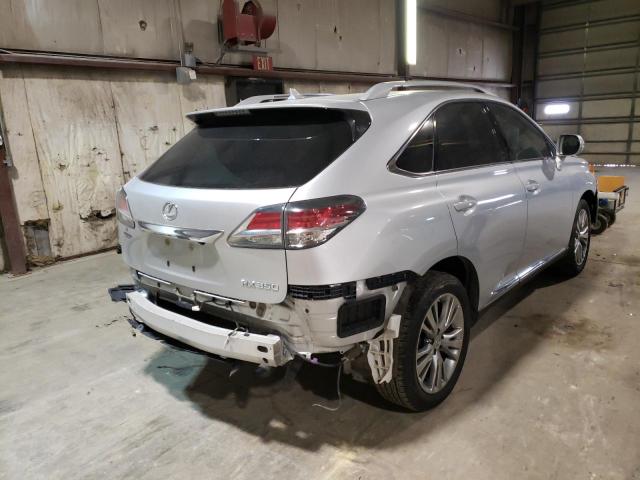 2T2BK1BA8DC165235 - 2013 LEXUS RX 350 BASE SILVER photo 4