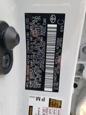 JTDP4MCE3N3505960 - 2022 TOYOTA COROLLA SE WHITE photo 12