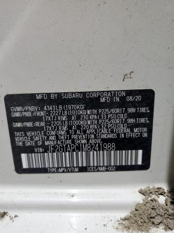 JF2GTAPC1M8241988 - 2021 SUBARU CROSSTREK PREMIUM WHITE photo 13