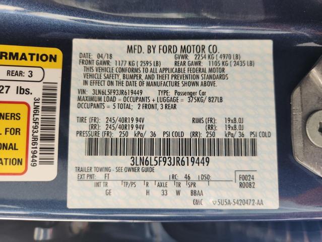 3LN6L5F93JR619449 - 2018 LINCOLN MKZ RESERVE BLUE photo 13